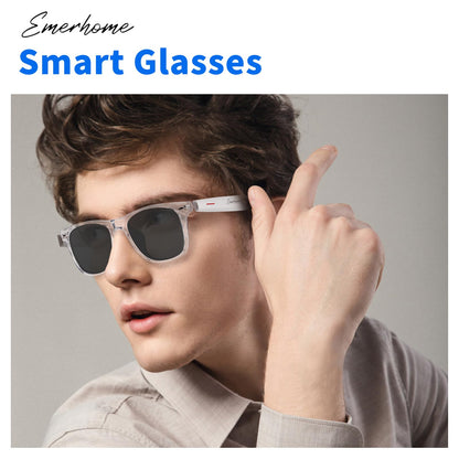 Smart Glasses - Bluetooth Glasses for Men & Women, Touch Control, Outdoor UV Protection and Voice Control, Hands-Free Calls (Clear Lens)
