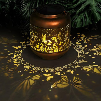 Butterfly Solar Lanterns Outdoor Hanging, Waterproof Metal Solar Lights Outside for Garden Porch Yard Patio Pathway Tabletop Landscape Decor, LED Lantern Gifts for Women Mom Grandma