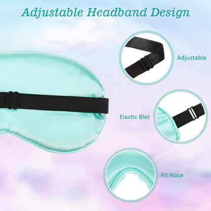 BBTO 4 Pcs Silk Sleep Eye Masks Smooth Soft Satin Eye Covers with Adjustable Strap Blindfold for Sleeping Blocking Out Lights Travel Relaxation (Royal Blue, Dark Green, Navy Blue, Black)