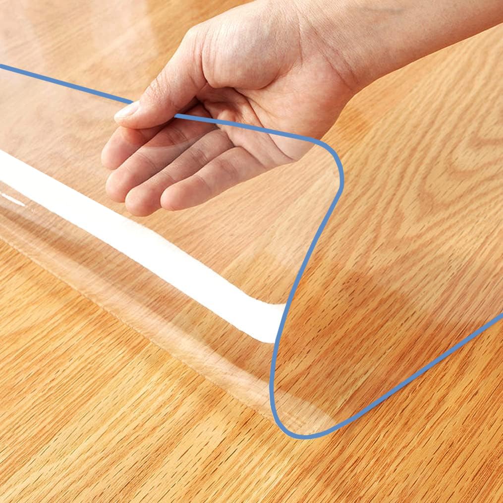 WingCanto 12X40 Inch 1.5mm Thick Plastic Clear Table Pad Protector Transparent Clear Vinyl Plastic Floor Runner Kitchen Furniture Surface Countertop Protector Mat Waterproof Easy Clean Anti Scratch