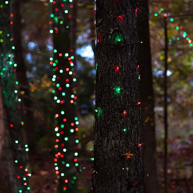 TW SHINE Red and Green Christmas Lights, 1000 LED 328FT Christmas Tree Lights Plug in with 8 Modes, Remote Waterproof Xmas String Lights Outdoor Indoor Decorations for House Yard Decor, ‎HB-500CO