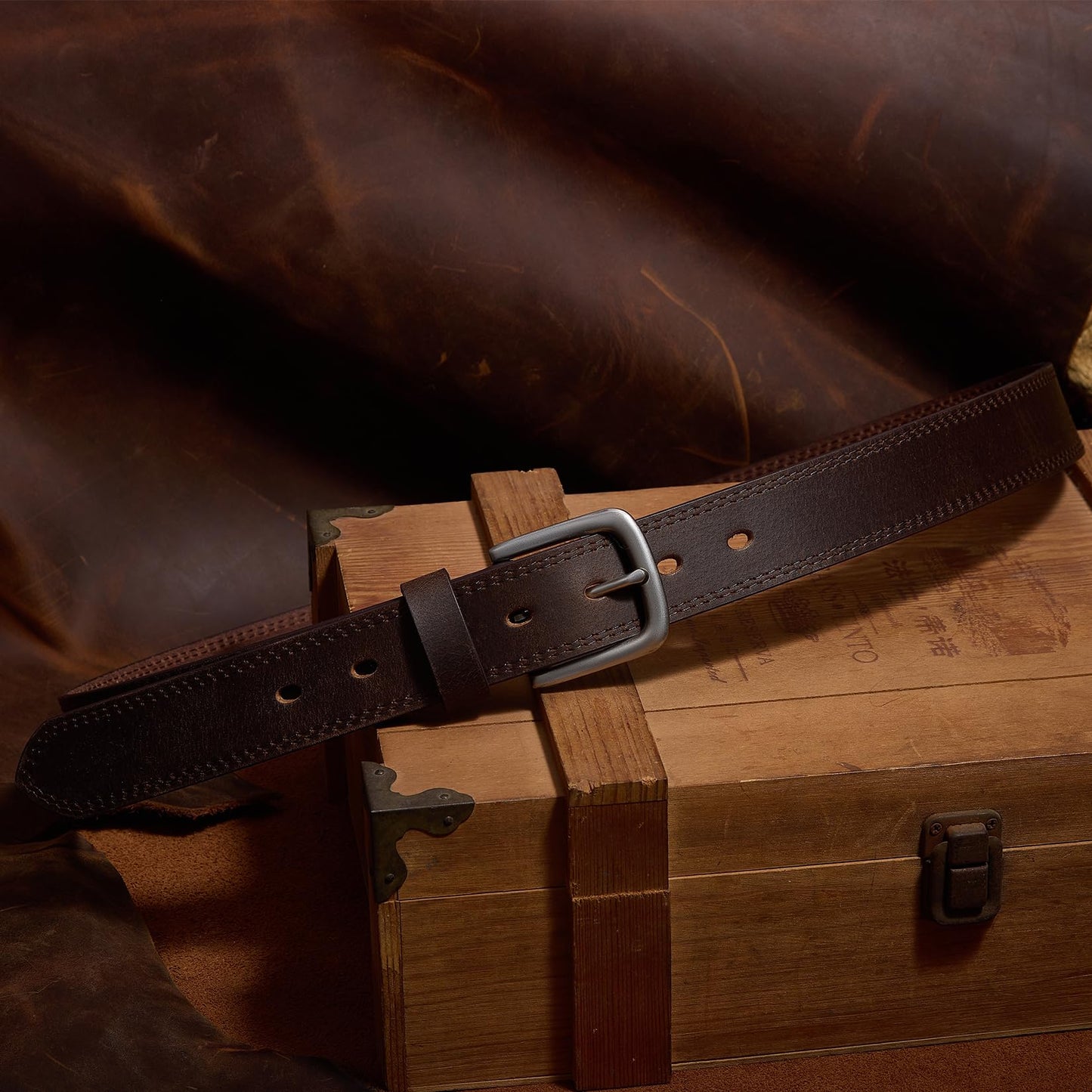 VATAN Men's Full Grain Leather Casual Every Day Jeans Belts, Handmade Men Leather Belt with Gift Box