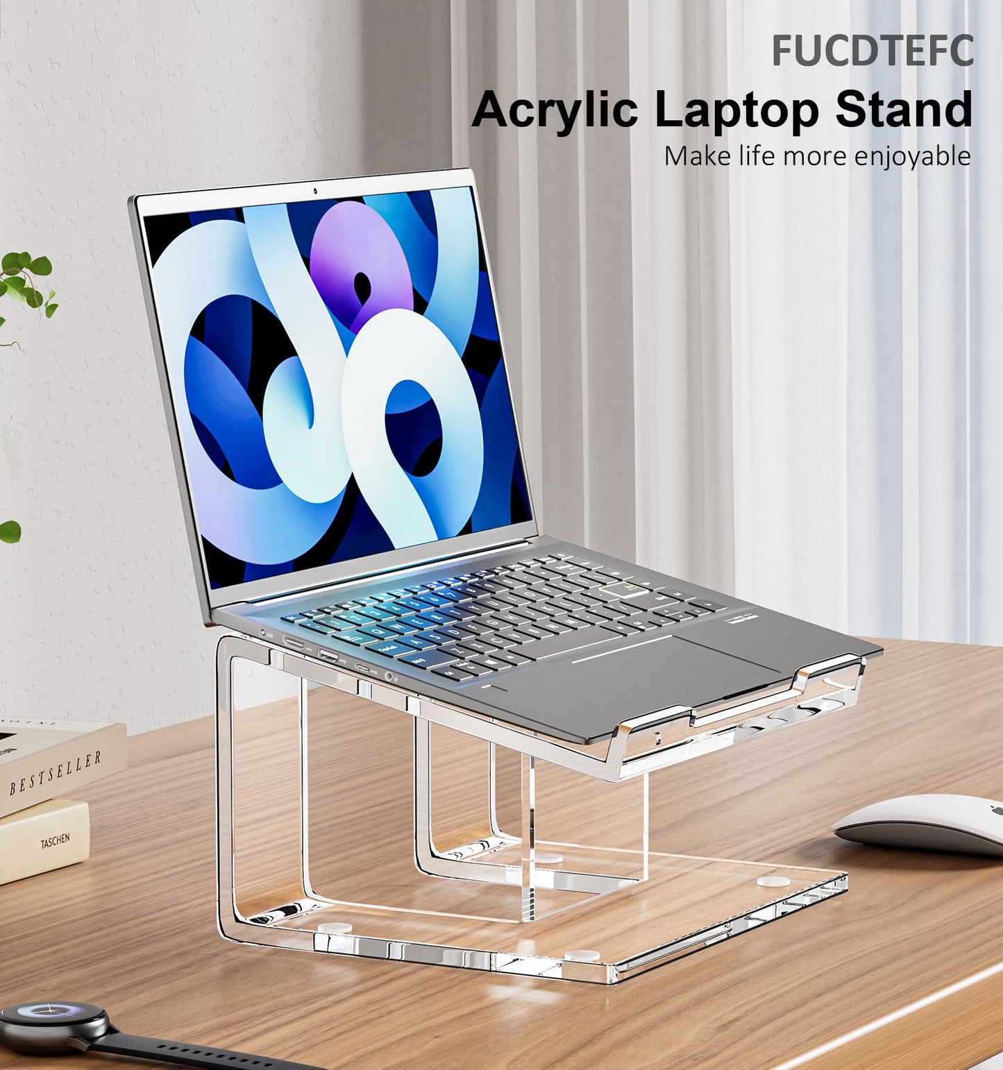 FUCDTEFC Acrylic Laptop Stand for Desk, Laptop Riser for 10-17.3 Inch Laptops, Ergonomic Computer Stand Holder Compatible with Macbooks and Notebooks