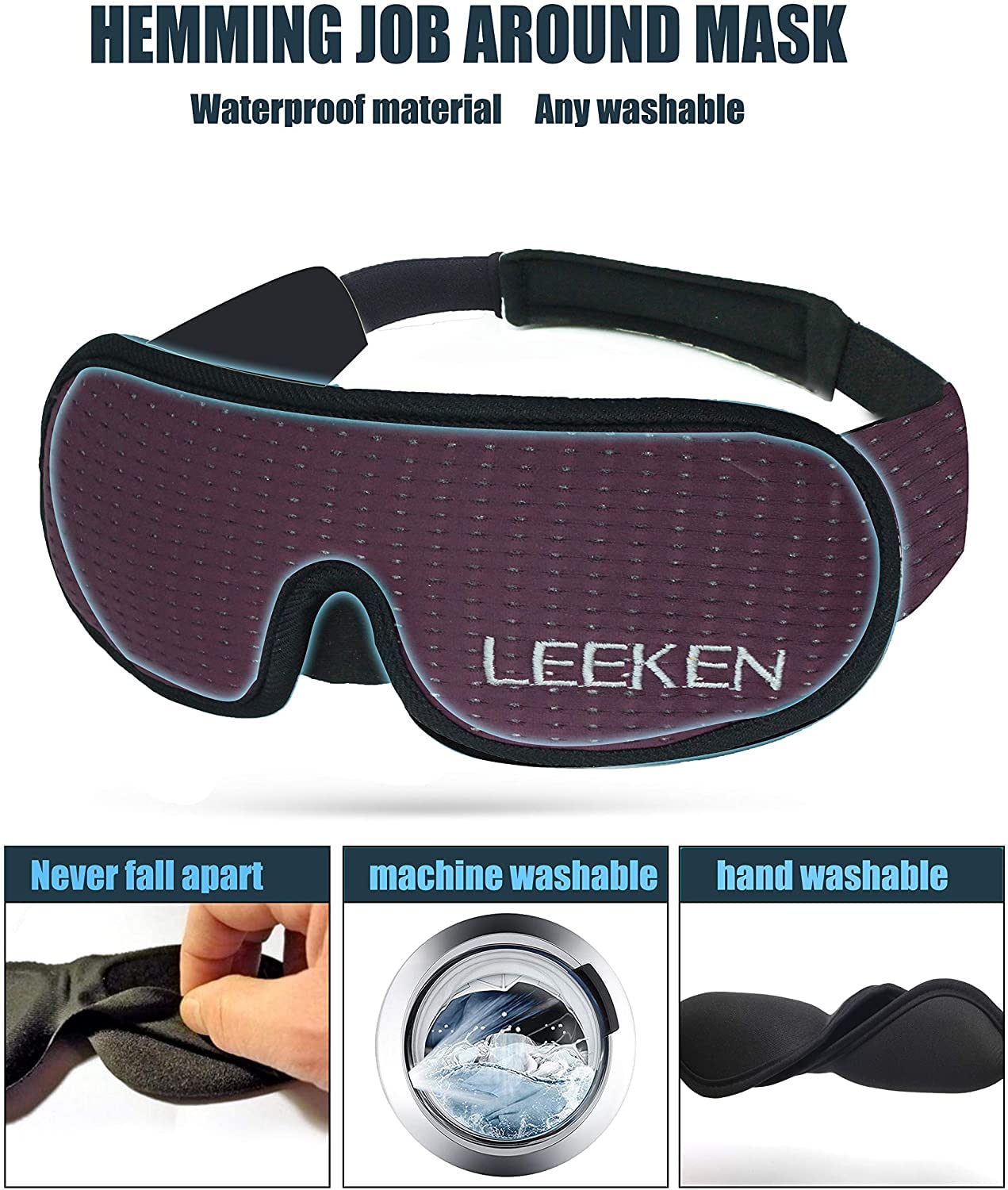 LEEKEN 3D Sleeping Eye Mask - 100% Lights Blockout Sleep Mask for Men Women, Cool Sports Fabric Eye Cover for Travel/Nap/Night Sleeping,Comfortable and Breathable… (mesh-Grey)