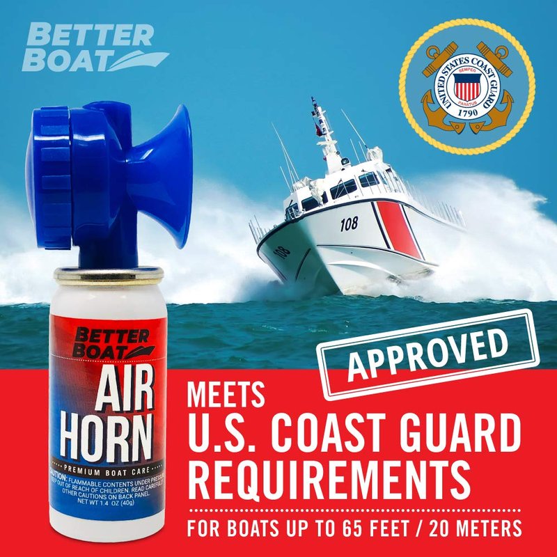 Air Horn 1.4 oz 120 dB, Compact Emergency Signal Horn for Boating Safety Walking Camping, Handheld Fog Horn Heard 1/2 Mile, Made in USA - Better Boat