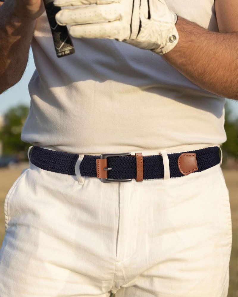 CHAOREN Mens Stretch Belt - 1 3/8" Elastic Braided Golf Belt for Men Women - Stretchy Web Fit Summer Casual Jeans