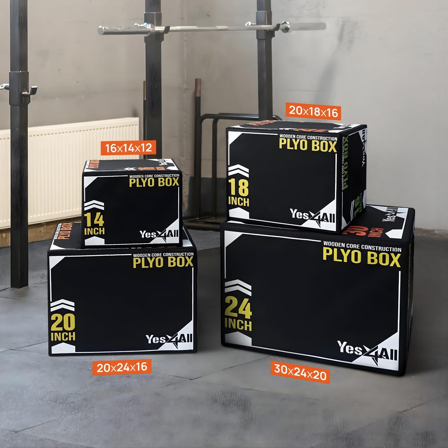 Yes4All 3-in-1 Soft-Padded Plyo Box With Wooden Core, Non-Slip Multi-Use Cushioned Plyometric Jump Box with Vinyl Cover for Jumping, Conditioning, Strength Training - 16x14x12 Inches