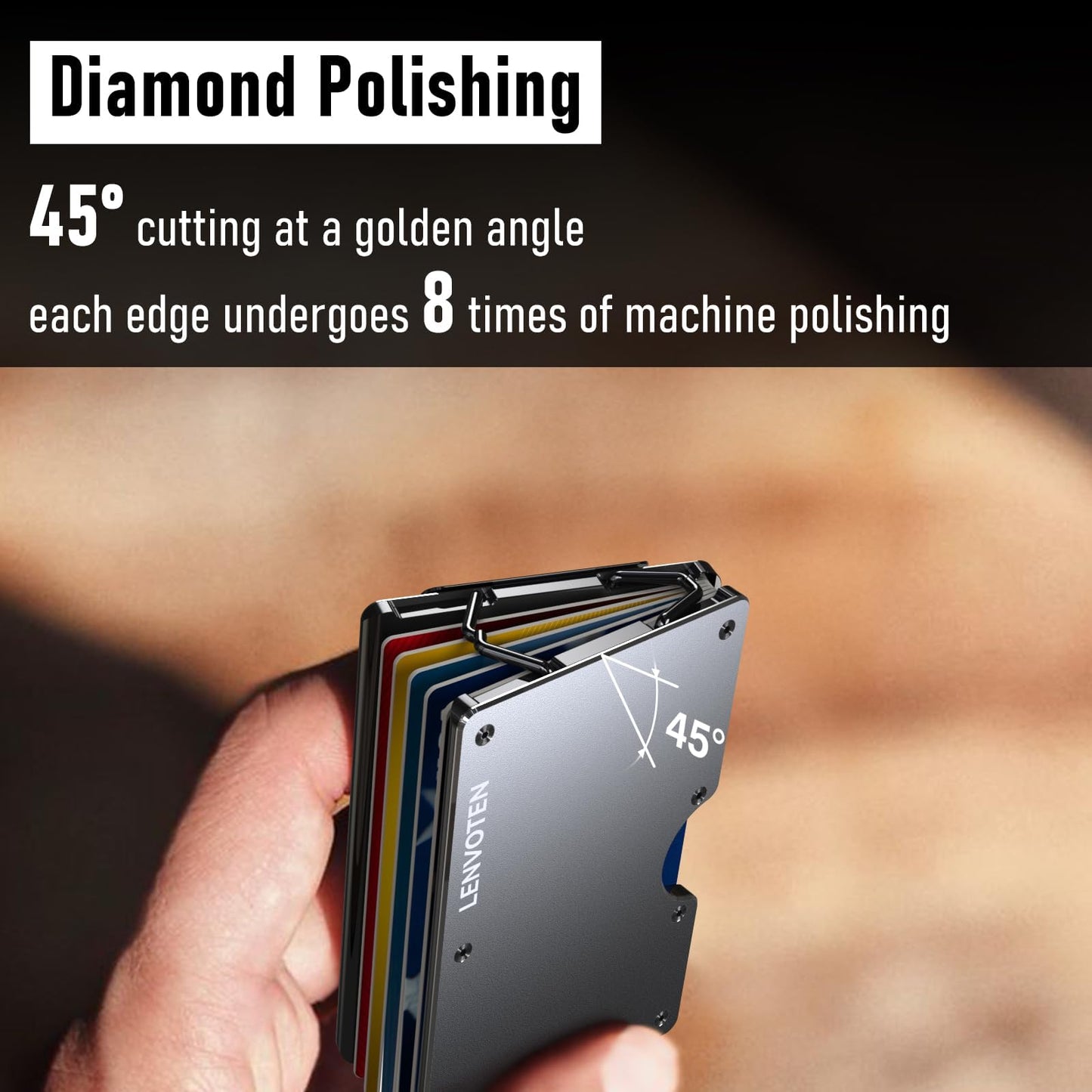 Lenvoten Upgraded Hinged Minimalist Wallet for Men | Slim Metal RFID Blocking Wallet | Credit Card Holder & Money Clip Holds 20 Cards | Premium Scratch-Resistant Finish | Ideal Gift for Men