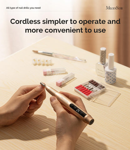 MelodySusie Cordless Nail Drill, PC180G 25,000RPM Rechargeable Electric Nail File with Nail Drill Bits,Sanding Bands
