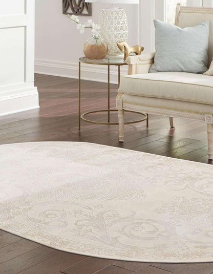 Unique Loom Finsbury Collection Area Rug - Diana (5' 3" x 8' Oval, Ivory/ Beige)