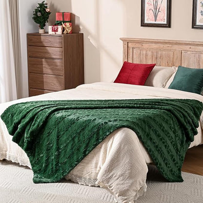 Krifey Oversized Faux Fur Blanket, Super Soft Cozy Blanket, Luxury Fluffy Throw Blanket Fuzzy Bed Throw, Plush for Women, Dark Green, 60" x 80"