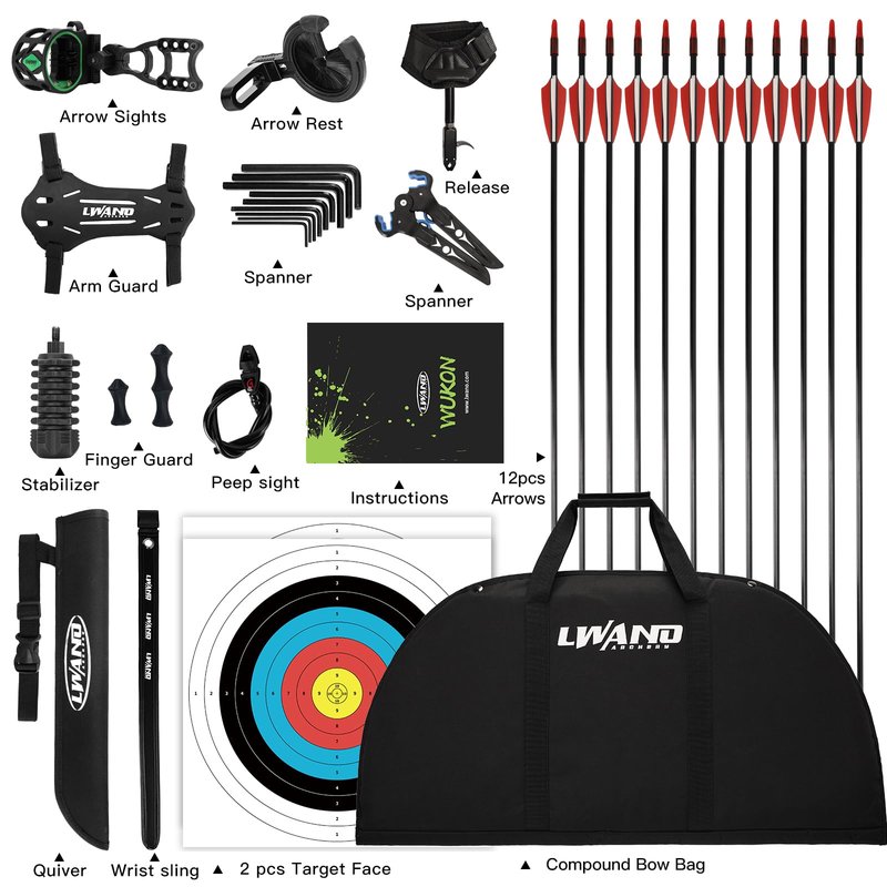 LWANO Compound Bow Set for Youth & Kids,Beginners Bow and Arrow Set,Right Handed,Draw Length 18"-27",10-30Lbs Draw Weight,260fps (Red, Luxury Set, Right Hand)