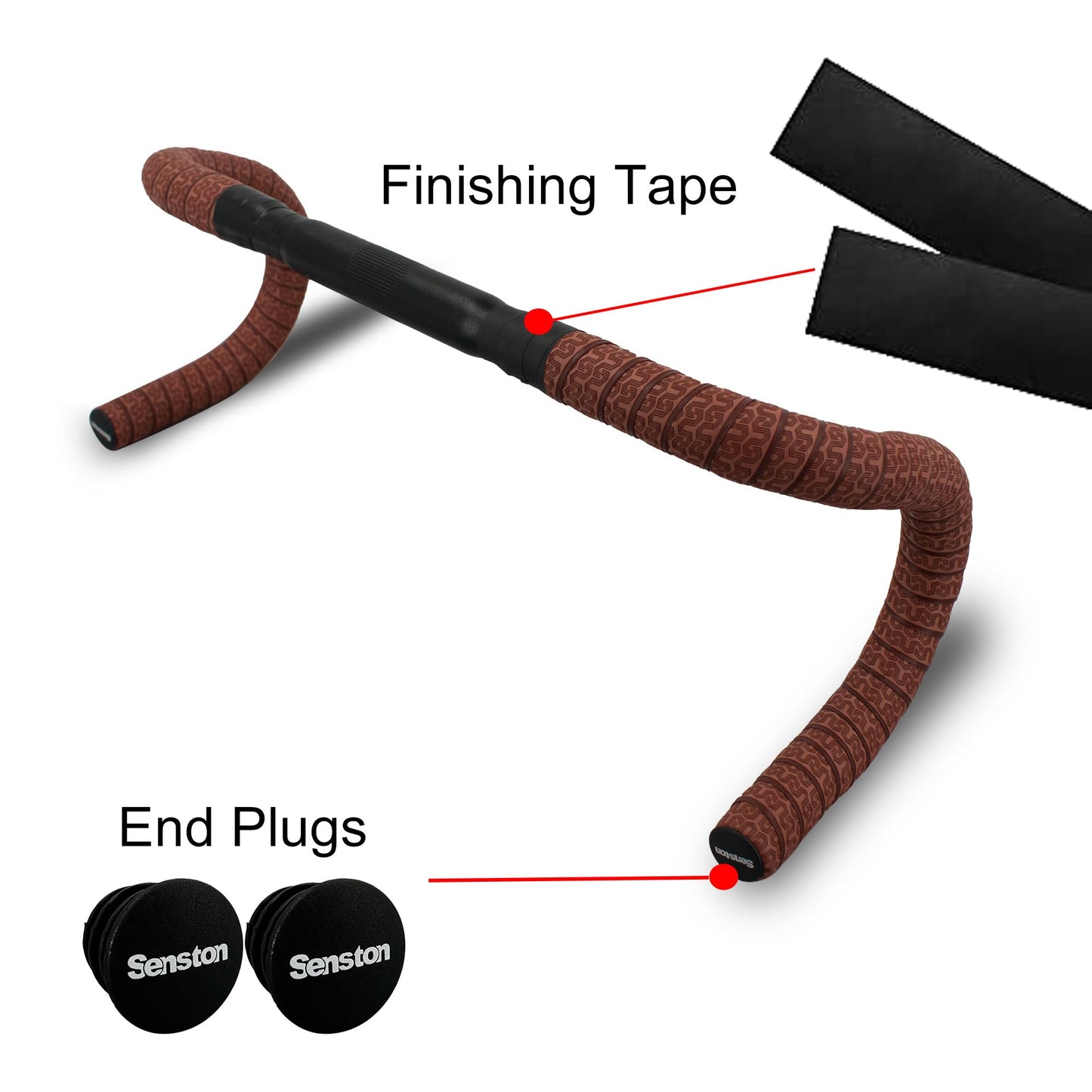 Senston PU Bicycle Handle Wraps Tape Road Bike Handlebar Tapes Cycling Grip Tape, 2 Rolls, Brown