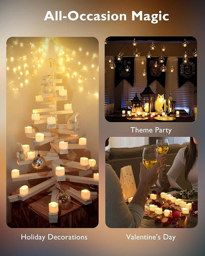 Homemory Timer Tea Lights Candles Battery Operated, 6H Timer Built-in, Auto On Daily, Flameless LED Tealight Votives for Table Centerpieces, Lantern, Holiday Decor, Warm Lamp, No Remote, 12-Pack