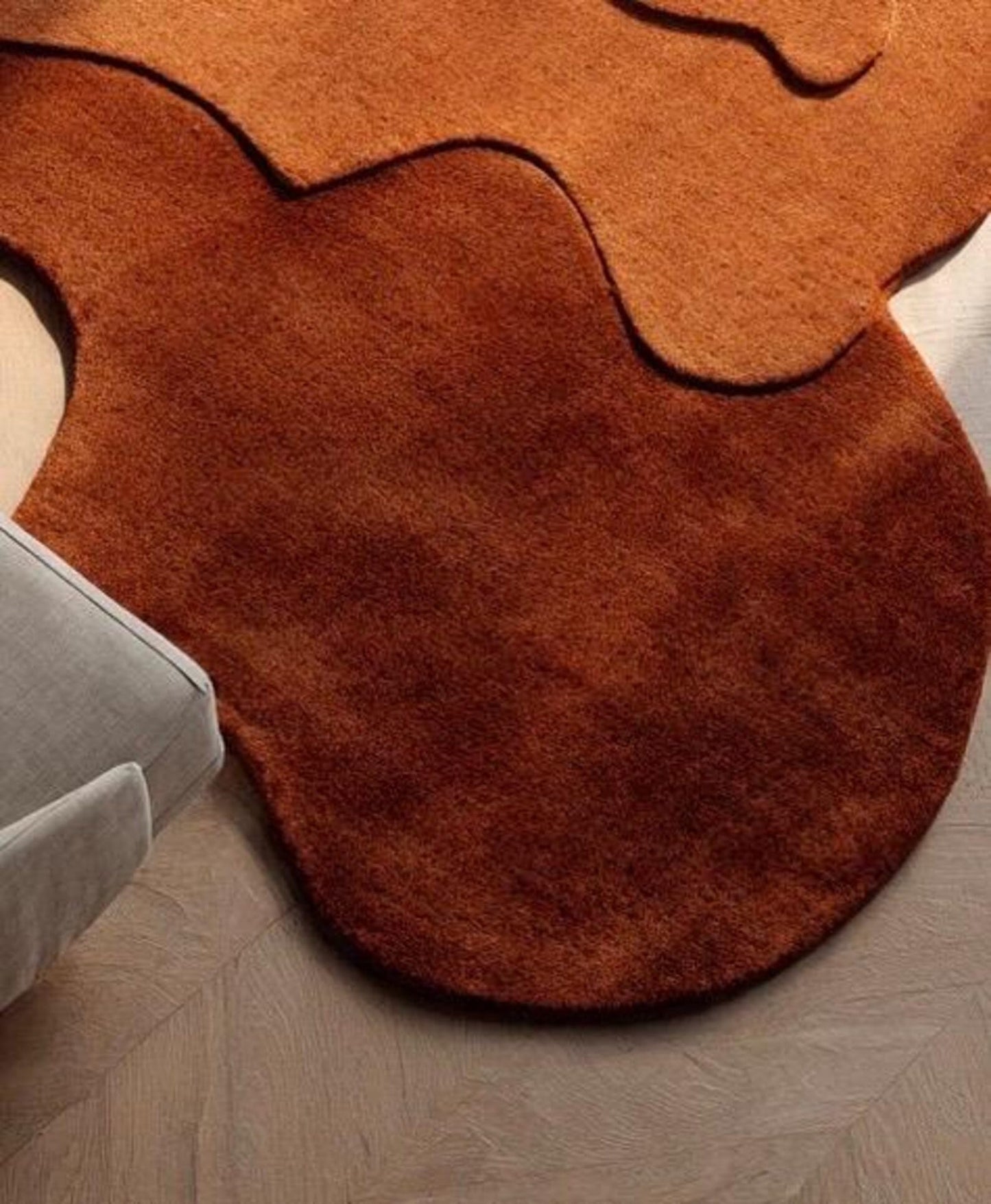 Anthrofy Taliaferro Irregular Area Rug – 5’ x 8' – Handmade Wool Area Rugs – Brown – Rugs for Living Room, Bedroom – Anti-Skid – Carpets with Non-Slip Natural Backing with 100% Cotton