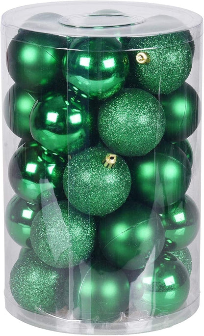 30ct Christmas Day Ball Ornaments Decorations, 2.36" Shatterproof Christmas Tree Decorations, Perfect Hanging Ball for Indoor/Outdoor Holiday Wedding Party Christmas Day Decor (Green)