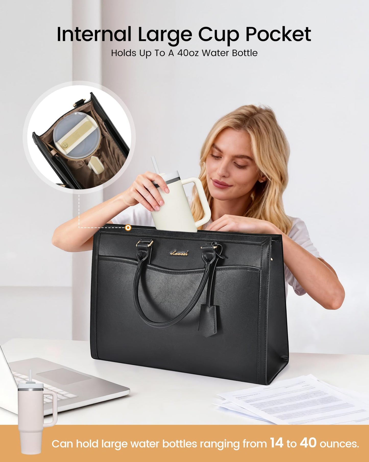 LOVEVOOK Laptop Tote Bag for Women, Office Work Bag Briefcase fit for 15.6 inch Laptop, Teacher Computer Bag Handbag,Retro Embossed Green