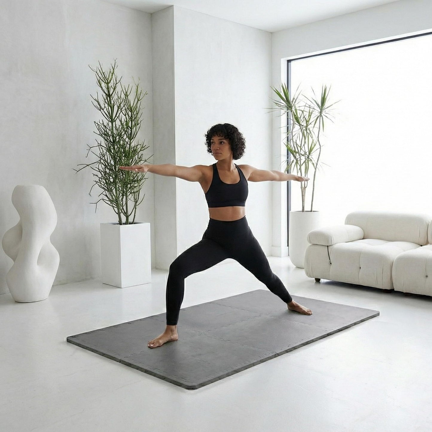 BalanceFrom Puzzle Exercise Mat 1/2" Thick, EVA Interlocking Foam Floor Tiles for Home Gym, Mat for Home Workout Equipment, Floor Padding for Kids, Gray, 24 in x 24 in x 1/2 in, 48 Sq Ft - 12 Tiles