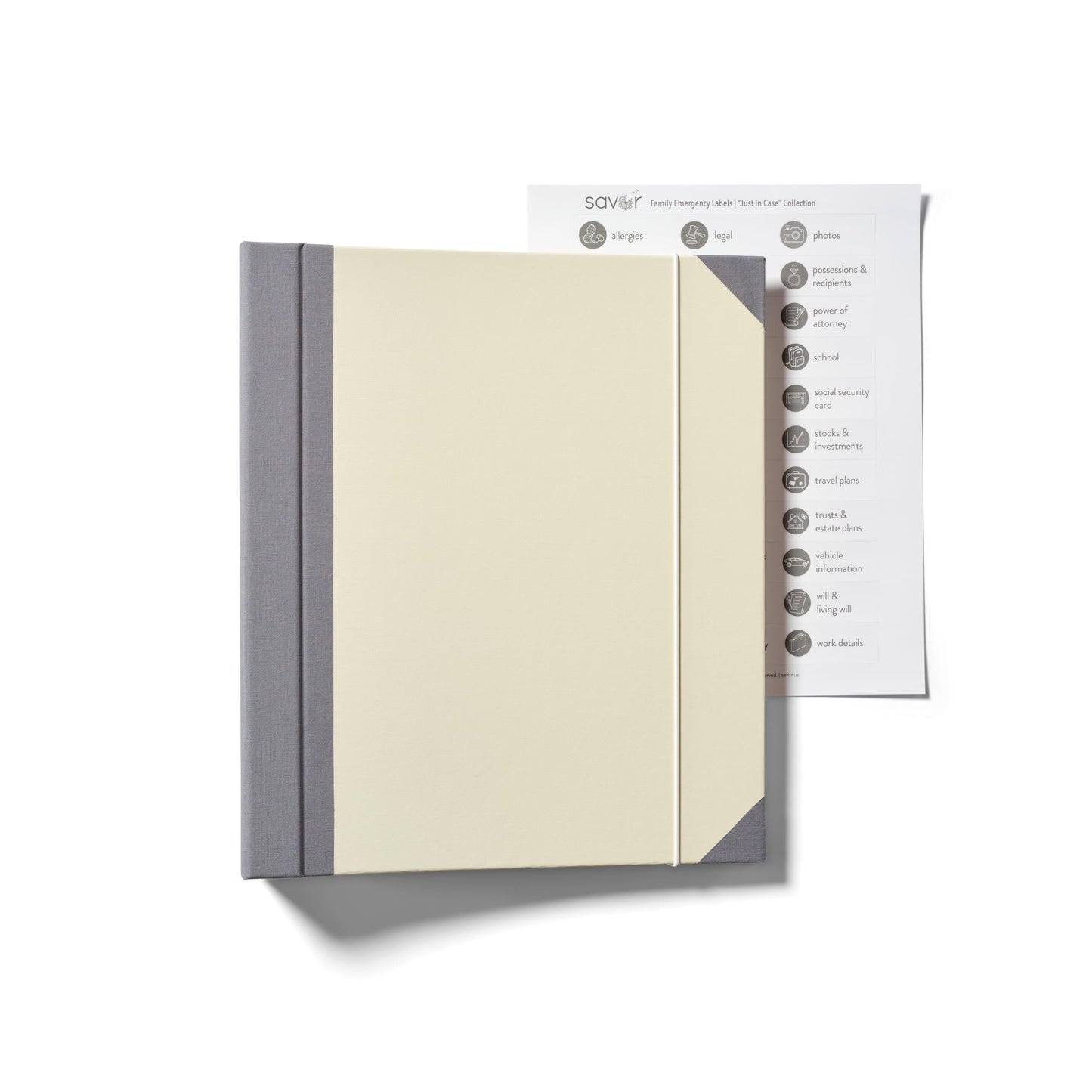 Savor | 2025 Updated Edition Family Emergency Binder™ | Cloth Expanding File Folder for Important Papers, Birth Certificates, Passports, Photos | Mother’s Day Gift for Moms and Families