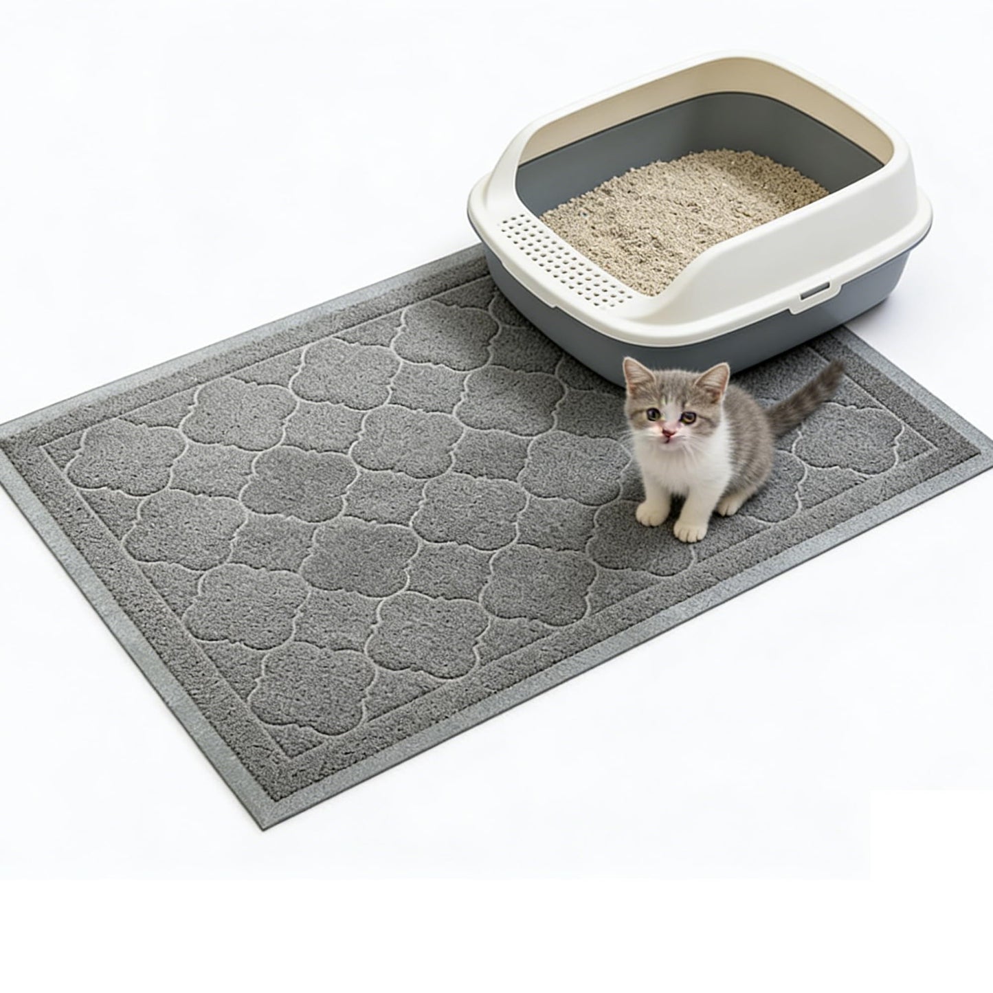 PETUPPY Cat Litter Mat Traps Litter from Litter Box XL Size 47"X36" Durable Trapping Rug, Non-Slip and Waterproof, Easy to Clean