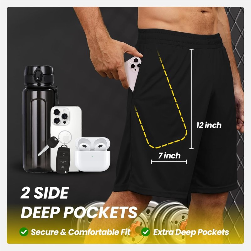 BALENNZ Athletic Shorts for Men - Quick Dry Activewear with Pockets & Elastic Waistband | Comfortable Fit