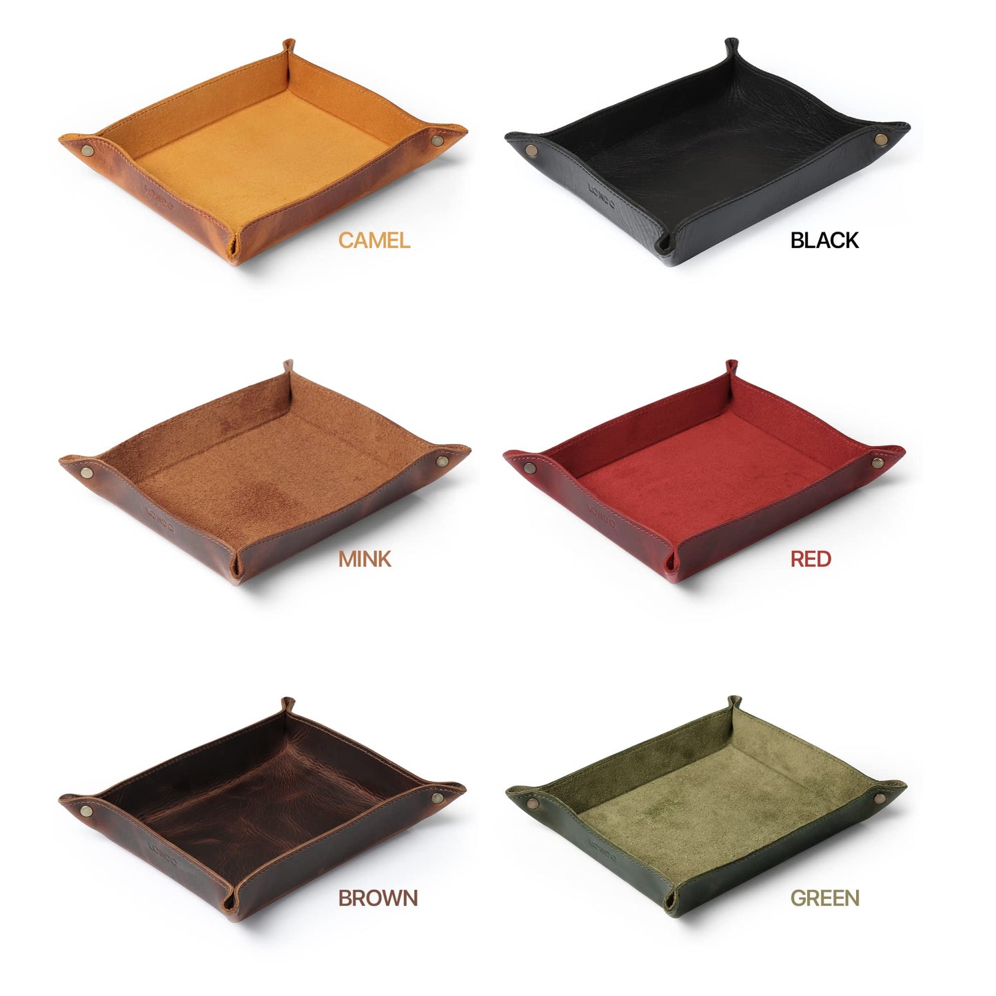 Londo Genuine Leather Tray Organizer - Practical Lightweight Water Resistant Computer Table Desk Storage Box for Wallets, Watches, Keys, Coins, Cell Phones and Office Equipment
