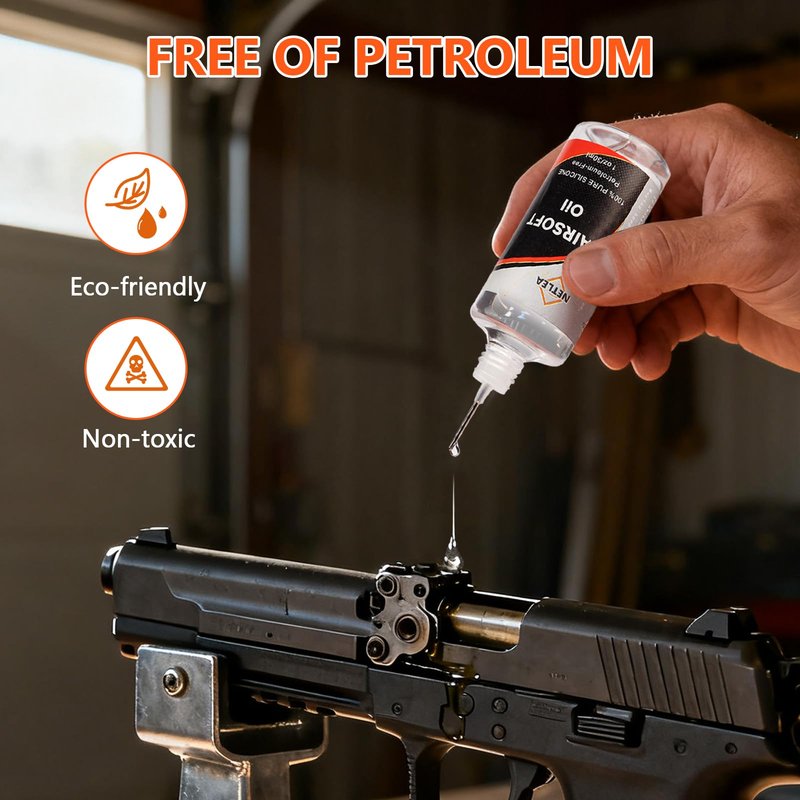 NetLea 4.4 oz Airsoft Oil lubricating with Needle Oiler Pure Silicone Lubricant Airsoft Chamber Lube for Airgun Lubrication