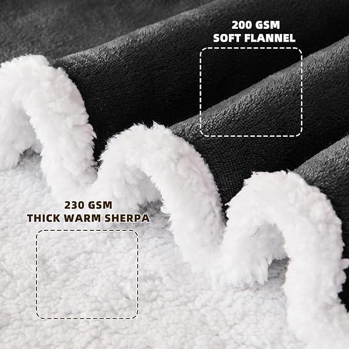 IFNOW Sherpa Wearable Blanket with Sleeves for Women Men Adults, Cozy Wearable Blanket with Arm and Pocket, Warm Full Body TV Wrap Throw Blanket, Soft Robe Blanket as Gifts for Mom Wife, Black