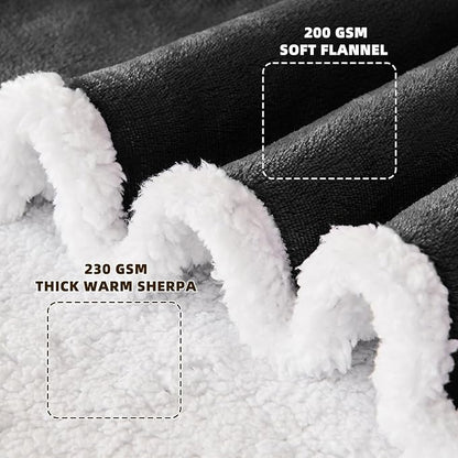 IFNOW Sherpa Wearable Blanket with Sleeves for Women Men Adults, Cozy Wearable Blanket with Arm and Pocket, Warm Full Body TV Wrap Throw Blanket, Soft Robe Blanket as Gifts for Mom Wife, Black
