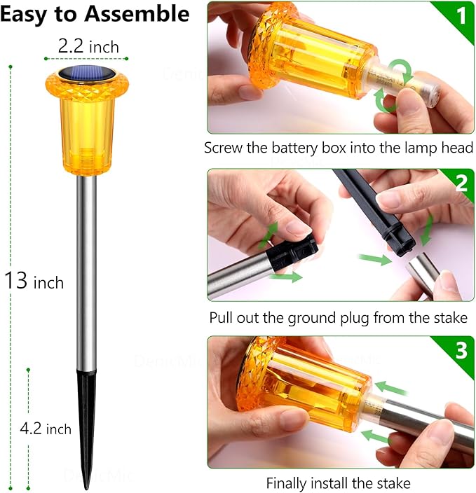 DenicMic Halloween Solar Lights Outdoor 10 Pack Orange LED Waterproof Yard Garden Patio Backyard Pathway Walkway Landscape Lawn Outside Fall Decorations Outdoor