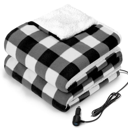 Sealy 12-Volt Heated Car Blanket, Portable Electric Blanket with 3 Heating Levels & 4 Hours Auto Off for Car, Truck, SUV, RV or Camping, Machine Washable, 59" X 43", Charcoal