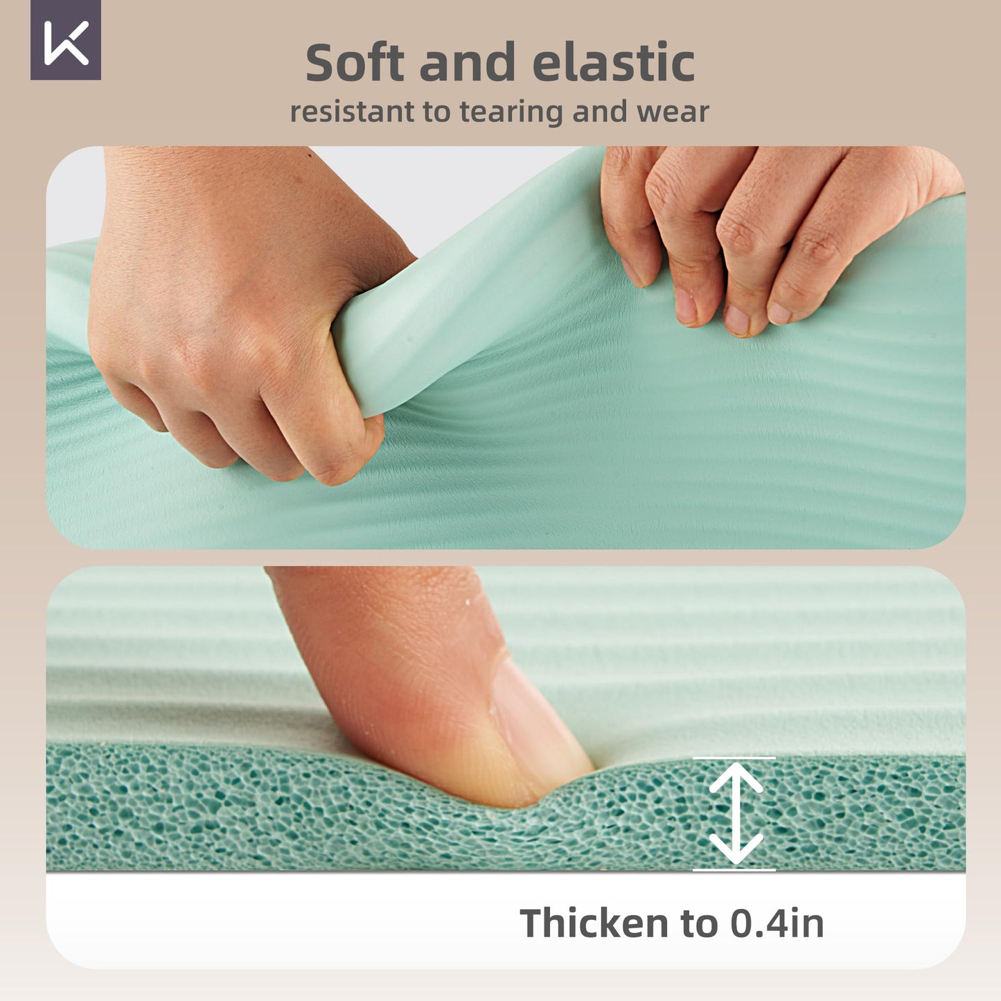 KEEP Extra Thick NBR Yoga Mat for Women & Men, 10mm Thick, 72”x32” Large Exercise Mat with Non-Slip Workout Mat for Yoga, Pilates, Stretching, Meditation – Wide & Cushioned Fitness Mat, Green