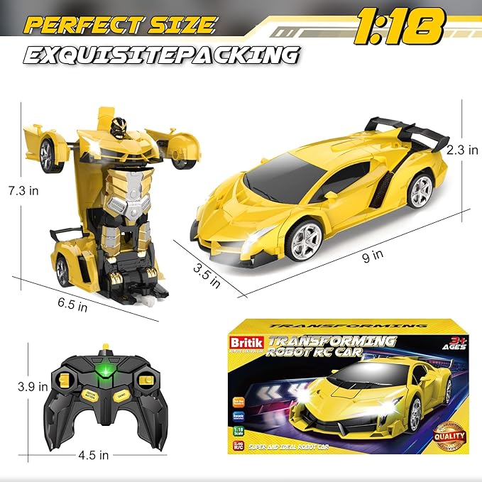 Transform Remote Control Car Toy for Kids 4 5 6 7 8 Remote Control Car for Boys 4-7 Transform Cars for Boys 4-6 Toy Car 5 Year Old Boy Toys for 3 4 5 6 7 8 9 10 11 12 Years Old Boy