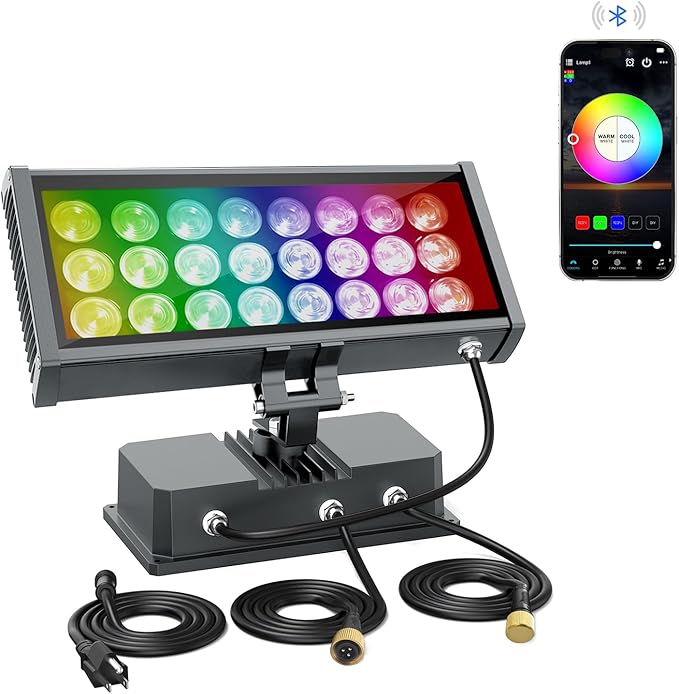 168W Smart Linkable LED Wall Washer Light, RGB+CCT+Dimmable Via APP Control, LED Flood Light with Music Sync for Retail Shops, Parks, Palm Trees, Wedding Halls, Church, Hotels Landscape Lighting