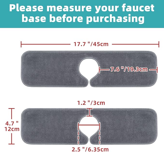 PoYang 4 Pack Faucet Mat for Kitchen Sink Splash Guard Short: Super Absorbent