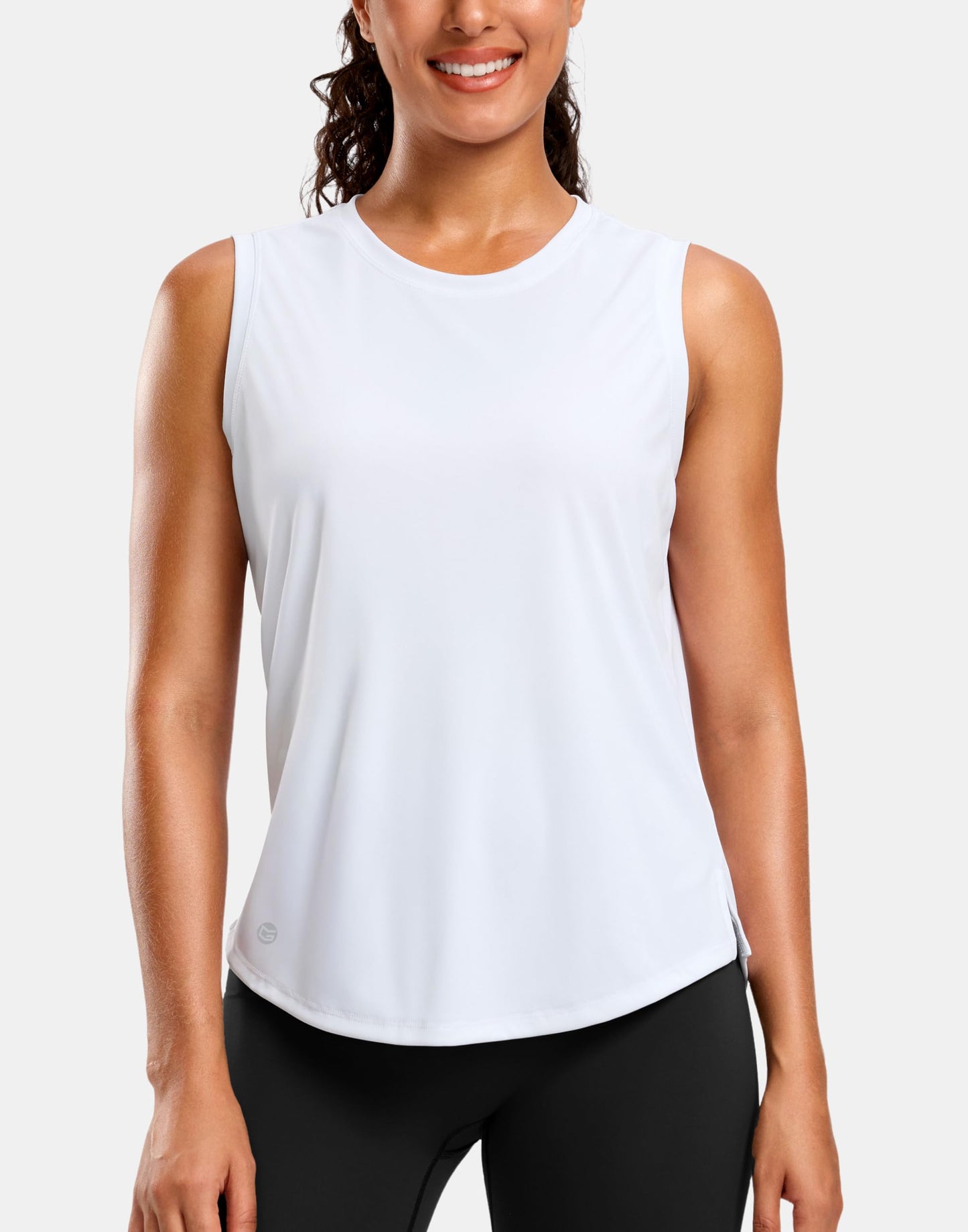 G Gradual Women's Sleeveless Workout Tops Lightweight High Neck Tennis Yoga Shirts Running Athletic Tank Tops for Women(White,M)