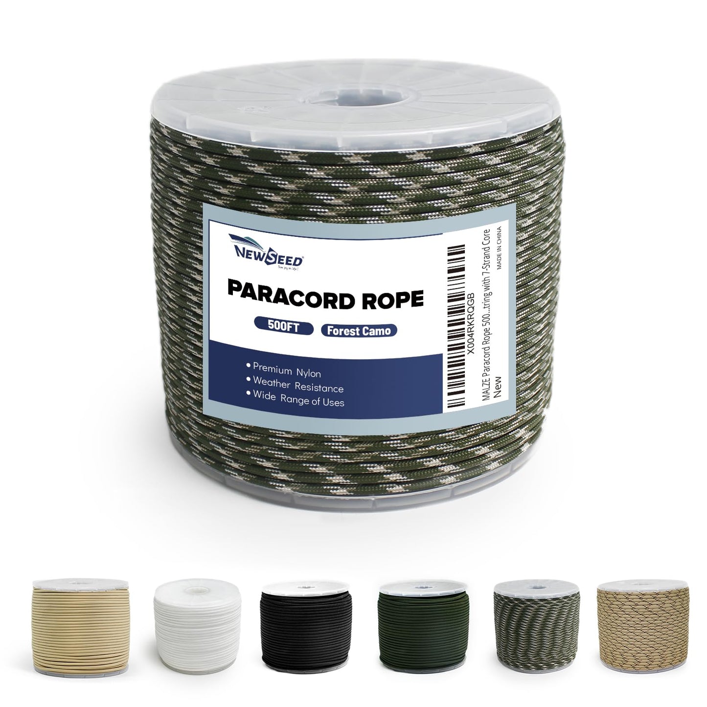 MALZE Paracord 550lb Nylon Rope 500FT Tactical Parachute Cord Forest Camo