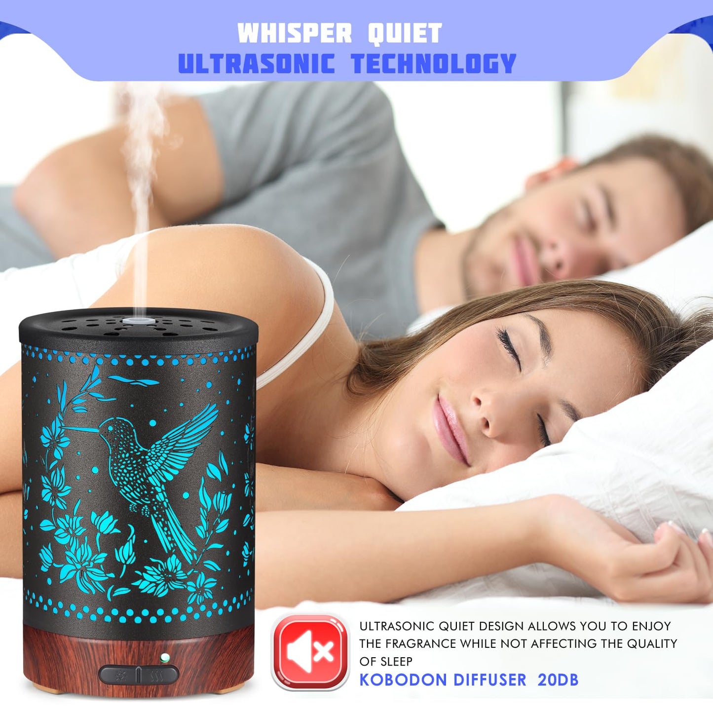 Essential Oils Diffuser,Aromatherapy Diffuser,Birthday for Women Mom Grandma,Metal Cool Mist Humidifier with 7 Colors Lights Waterless Auto Off Air Diffusers (Dragonfly)