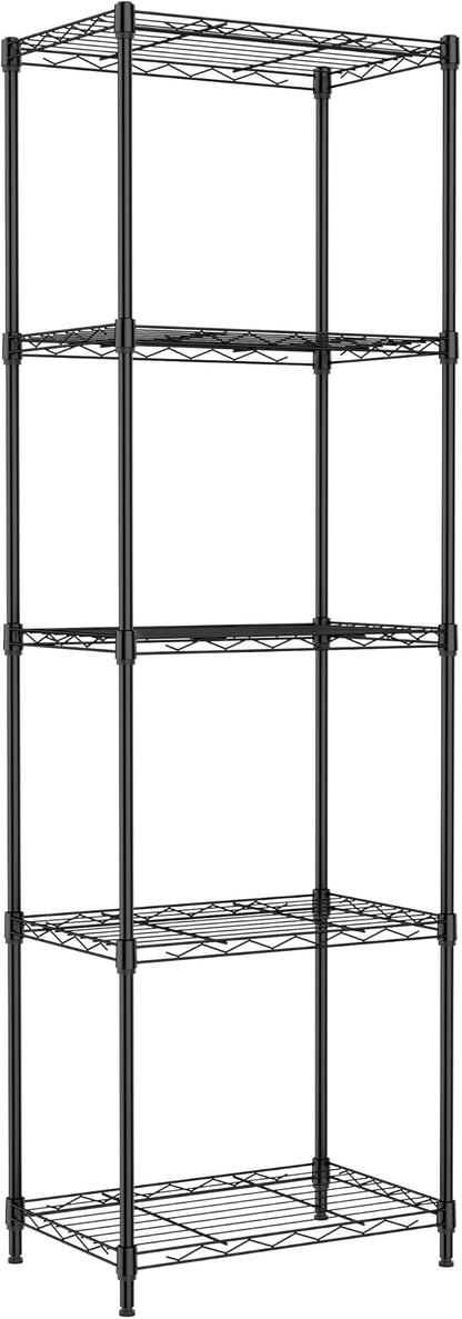 IZEUK 5 Tier Metal Wire Shelf Unit, Black Storage Rack Organizer for Kitchen, Bedroom, Living Room or Laundry Room, 17.7" W x 11.8" D x 55.0" H