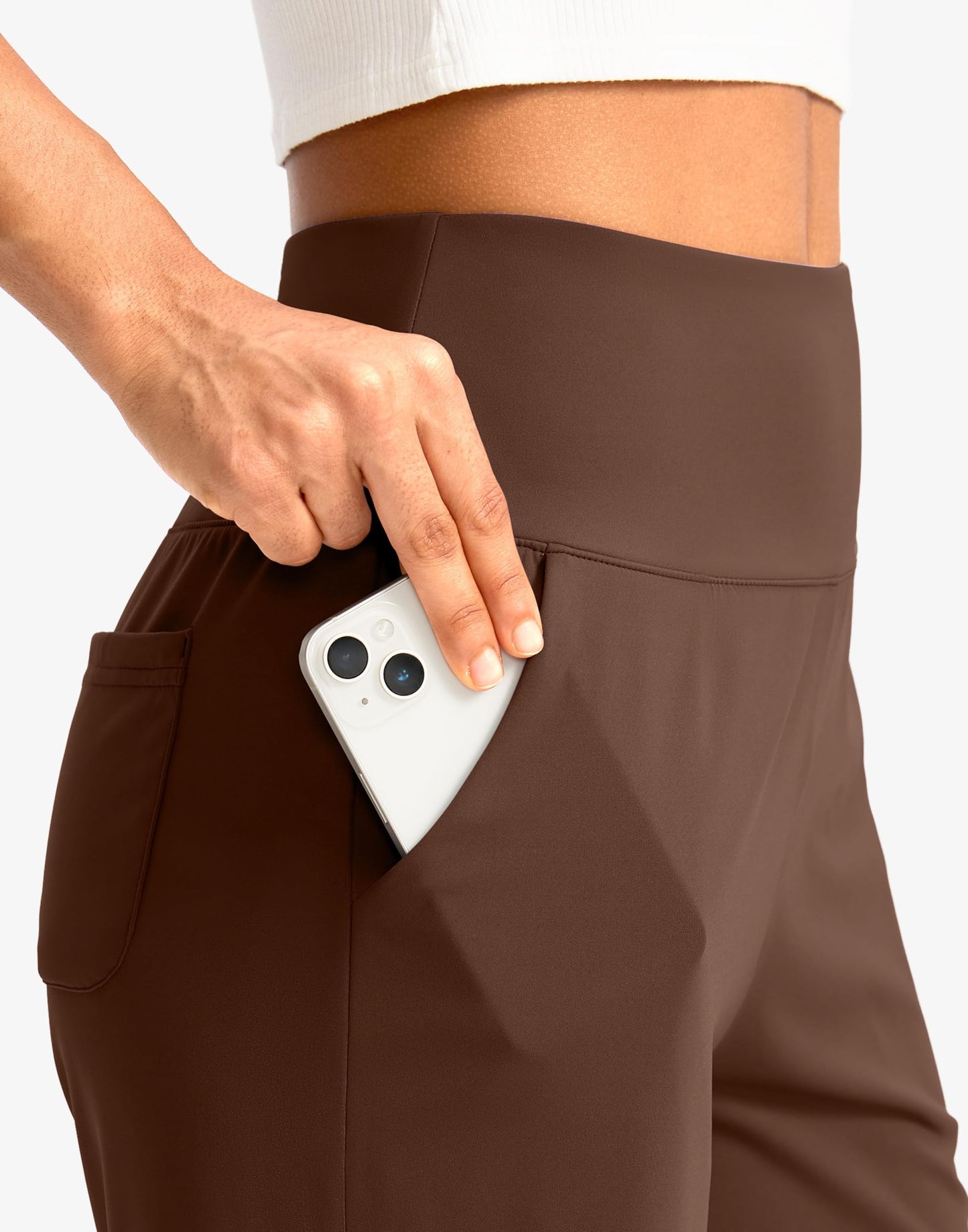 G Gradual Women's Bermuda Long Shorts with Pockets 7" High Waisted Knee Length Shorts for Women Walking Athletic Workout(Espresso-L7,3XL)