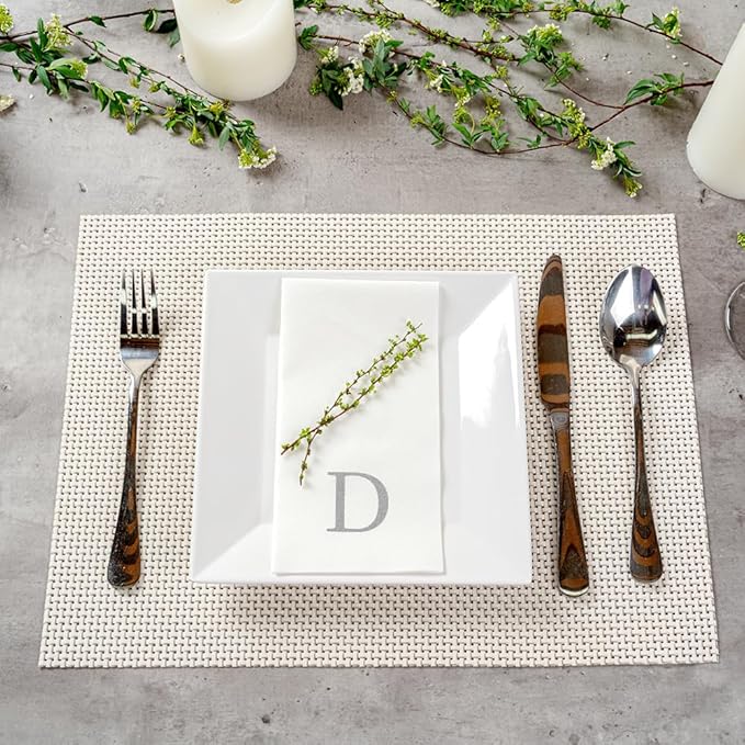 Luxenap 15.8 X 7.9 Inch Linen-Feel Guest Towels, 50 Lettered Hand Towels