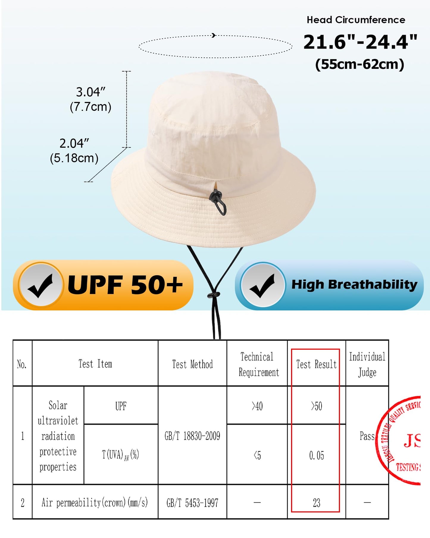 Water-Resistant Bucket Hat for Women Men Rain Hat UPF 50+ Boonie Sun Hat Foldable Summer Floppy Fishing Safari Hats Light Beige