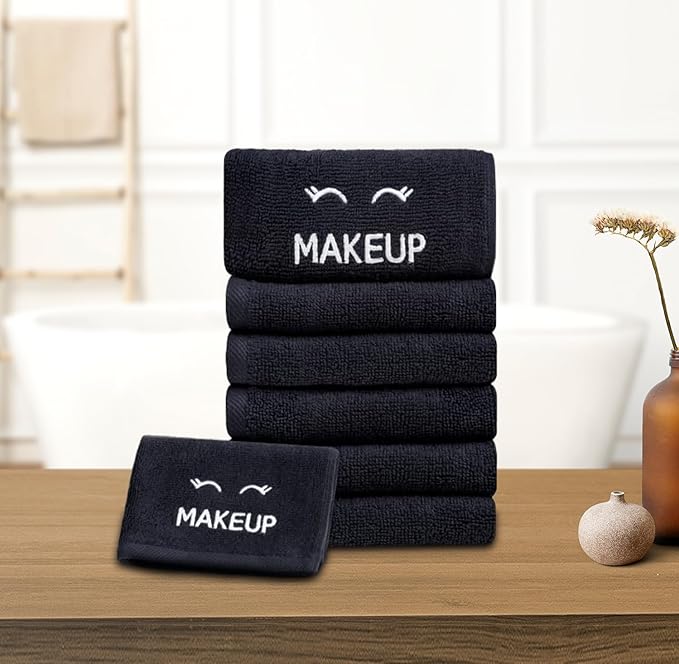 White Classic Bleach Safe Black Makeup Washcloths