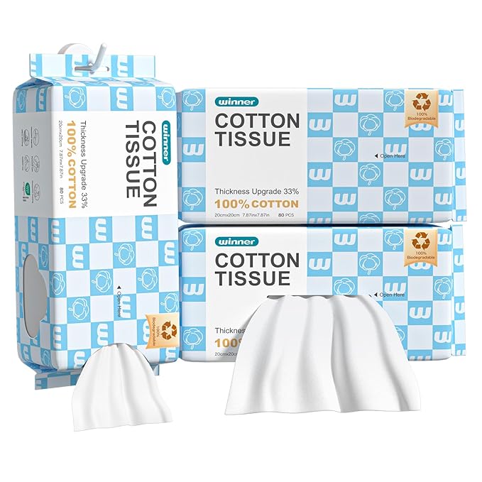 Winner Soft Face Towels, Upgraded Thicker 100% USDA Biobased Facial Towels