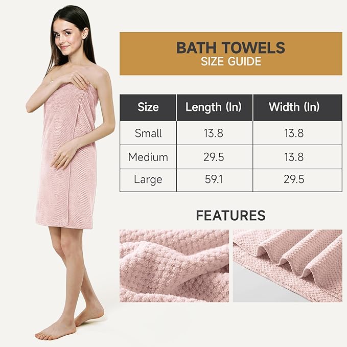 REDKISS Pink Towel Set, 6 Piece Premium Soft Bath Towel Set, Highly Absorbent