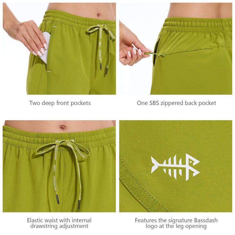 BASSDASH Women’s 5” Fishing Shorts UPF 50+ Water Resistant Quick Dry Athletic Hiking Shorts with Pockets FP05W