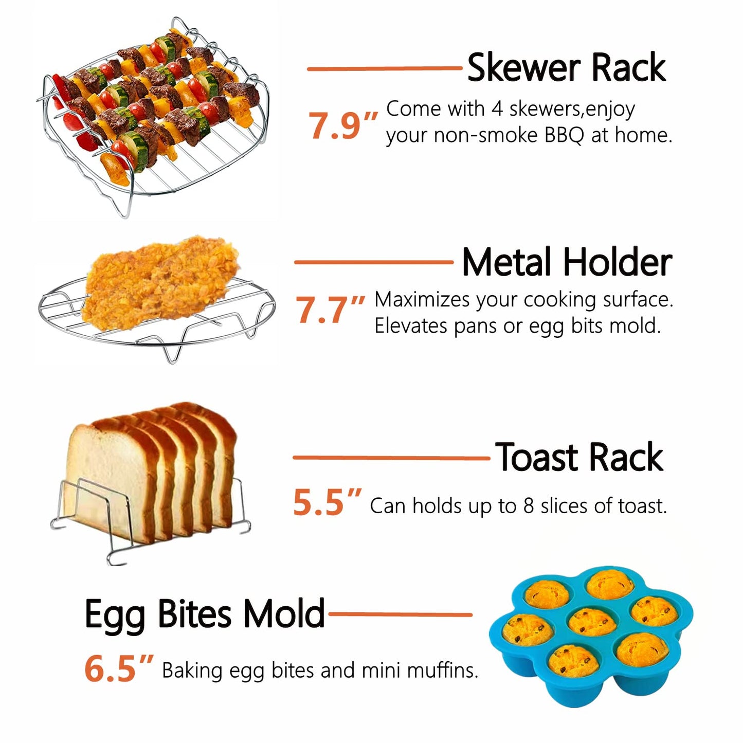 18 PCS Air Fryer Accessories, 8 Inch XL Deep Fryer Accessories Compatible with Gowise USA Phillips Ninjia Cosori Cozyna Air Fryer, Fit 3.6QT- 6.8QT Air Fryer with Cake Pan, Pizza Pan, Air Fryer Liner