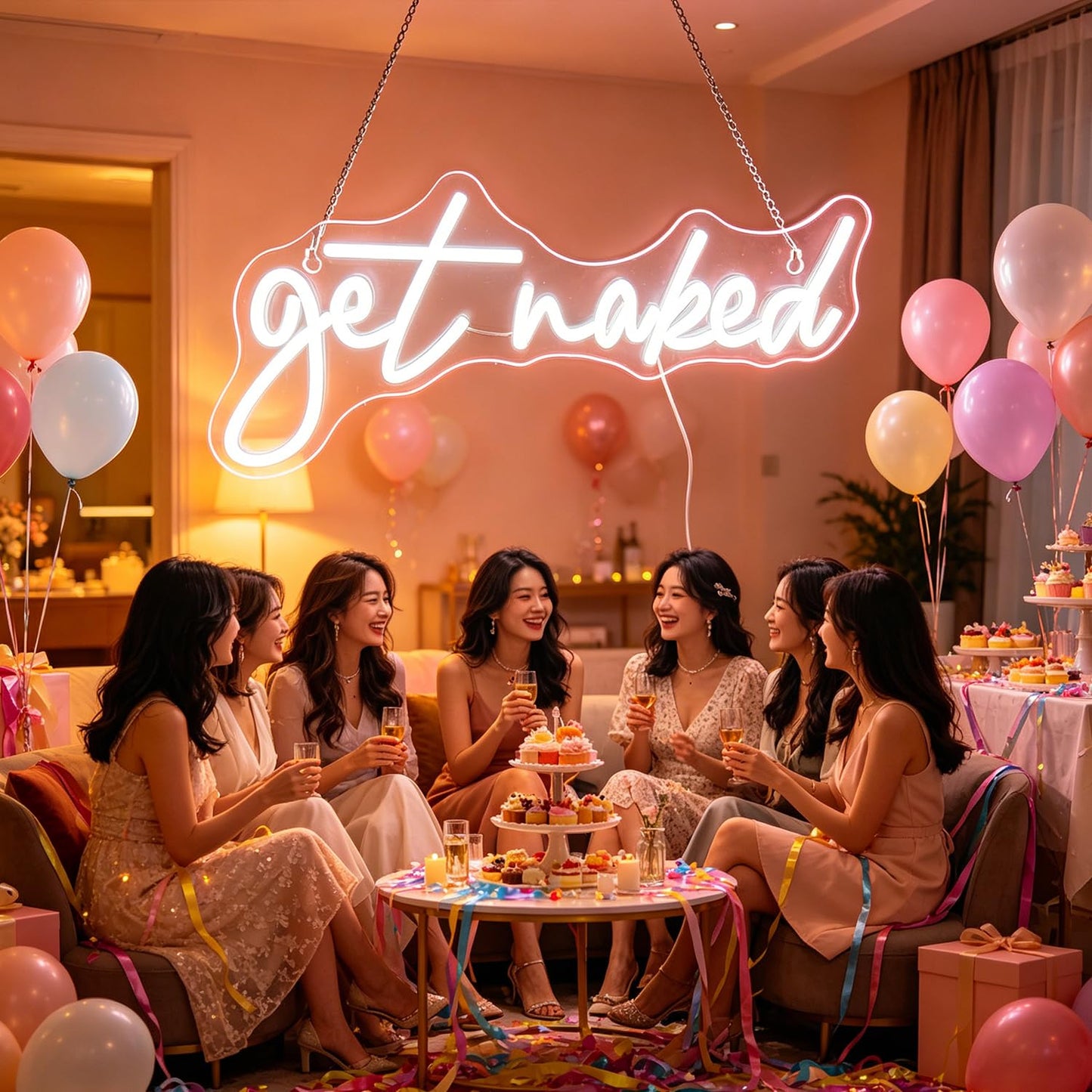 QiaoFei Led Get Naked Neon Sign Letters USB Powered Neon Lights for Room Home Bar Art Wall Decor Party Window Living Room Decor Christmas Gift (White)