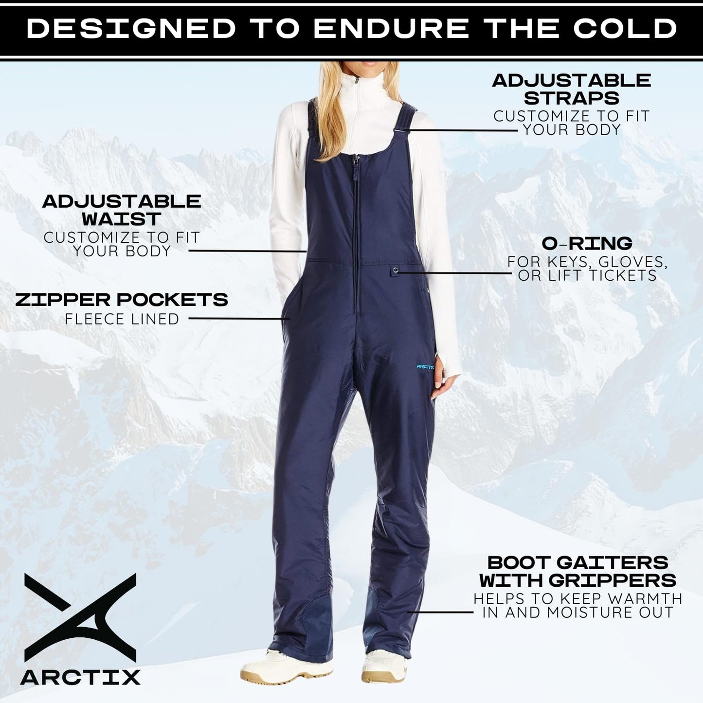 Arctix Women's Essential Insulated Bib Overalls, Blue Night, X-Large Short