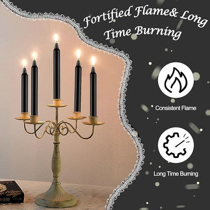 Tobeape Spell Chime Candles 24 pcs Black Candles, 4" Tall Unscented Mini Taper Candle for Halloween Witchcraft, Wiccan Altar, Magic Tools, Rituals, Prayer, Meditation and Party Decoration